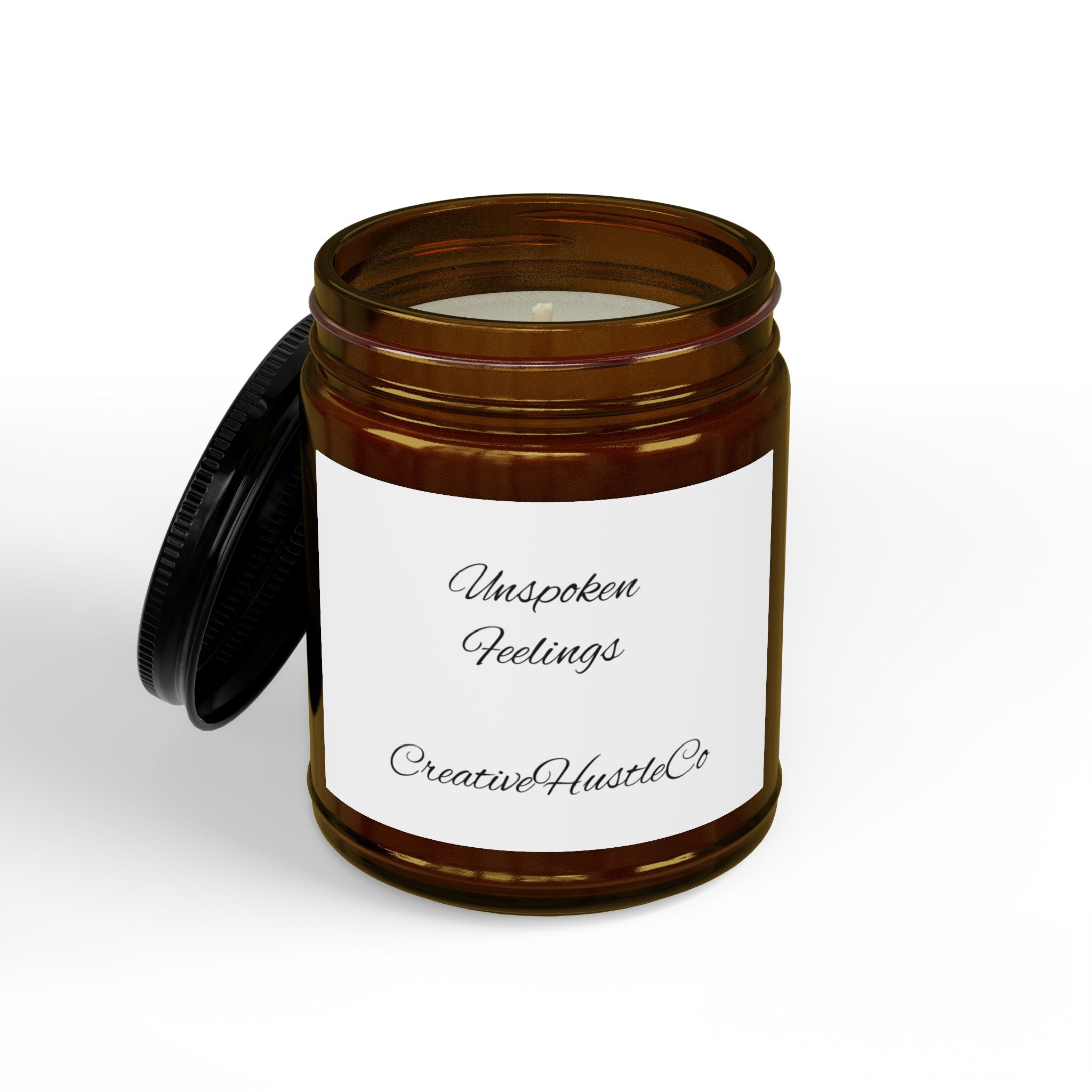 Soy Scented Candle — Amber Jar with Black Lid (4 oz & 9 oz)